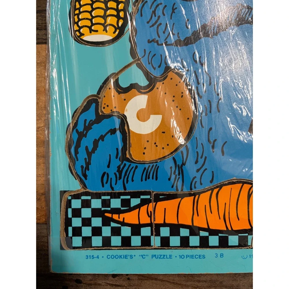 Vintage 1973‎ Playskool Sesame Street Cookie Monster Wood Puzzle 315-4 10 Piece